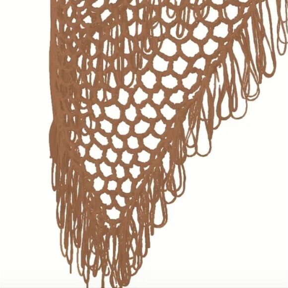 New Bohohemin Khaki Crochet Fringe Skirt Swimsuit Cover Up - Picture 5 of 9